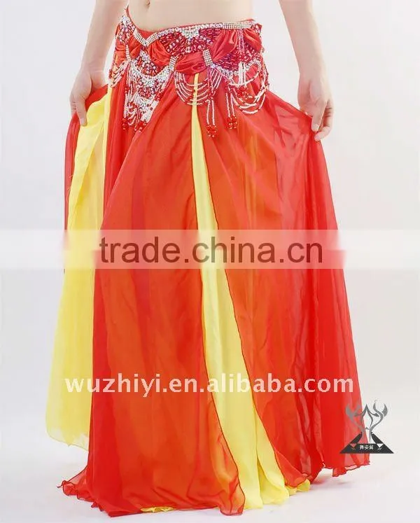 Wholesale new hot selling sexy chiffon bellydance skirts, women's long chiffon belly dance skirts (QC1033)