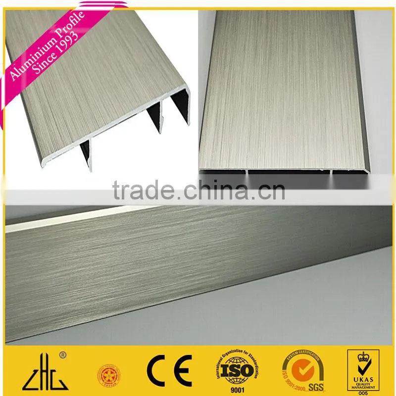 TOP! 1.1mm thick full color waterproof mill finished aluminium skirting boards, brushed aluminium skirting boards