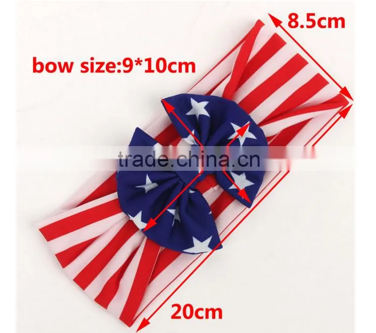 The new baby children's hair accessories National Day flag models rabbit ears bow cross with the new foreign trade