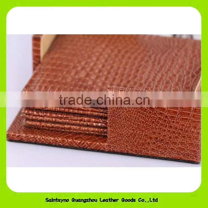 12*12cm Oil-proof Crocodile Leather Printed Set of 4 Square Coasters 16035
