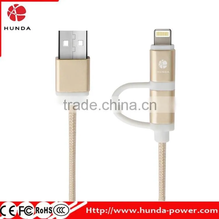 Colorful 2 in 1 For iphone MFI certified Charging cable