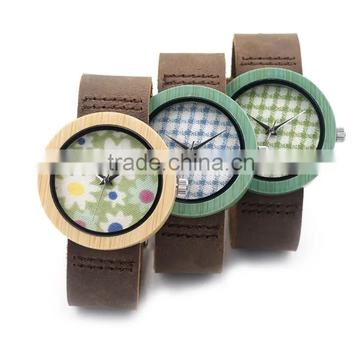 Hotsale bamboo watches with leather strap wooden watches