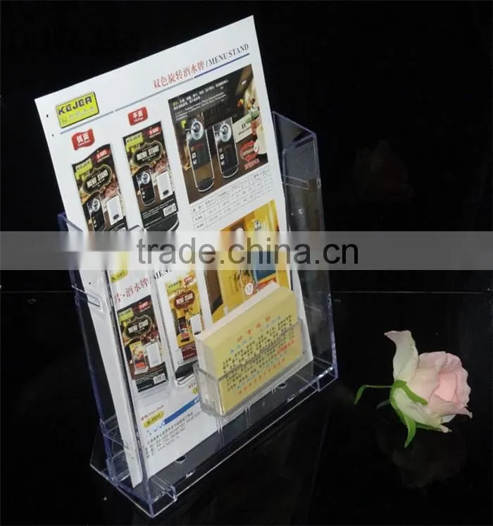 Custom wholesale acrylic brochure holder with business card holder