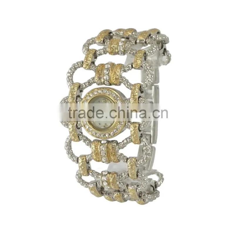 New model unique fashion ladies dress wide band alloy quartz with japan quartz watch