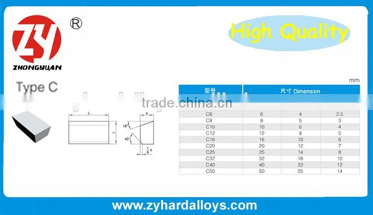 yg6 type B3 Cemented carbide brazed tips