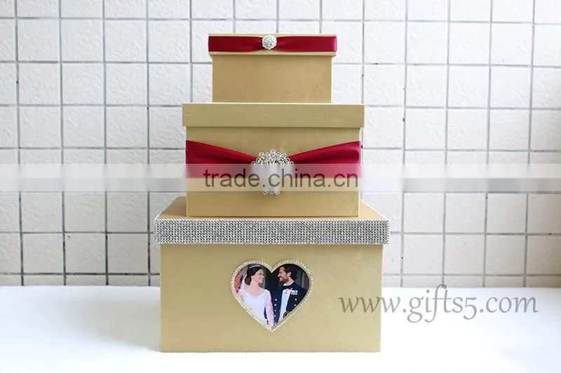 Excellent gold wedding keepsake box large wedding card boxes in handmade