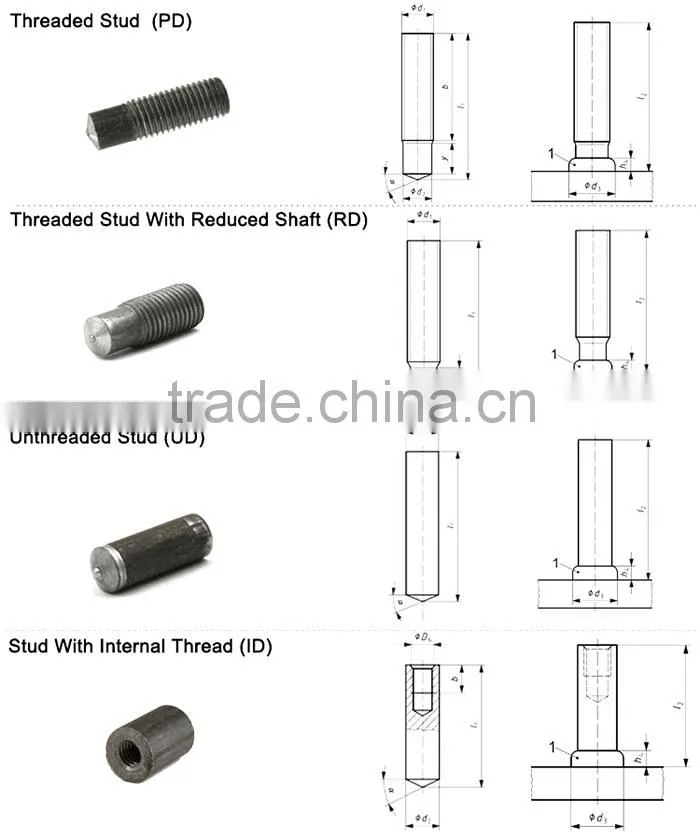 Full Threaded Low Carbon Steel Drawn Arc Stud