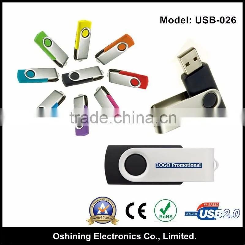 Swivel USB 2.0 Flash Stick Metal USB Flash Drive 8GB/64GB USB 2 0 Flash Pen Drive Cheap Price(USB-027)