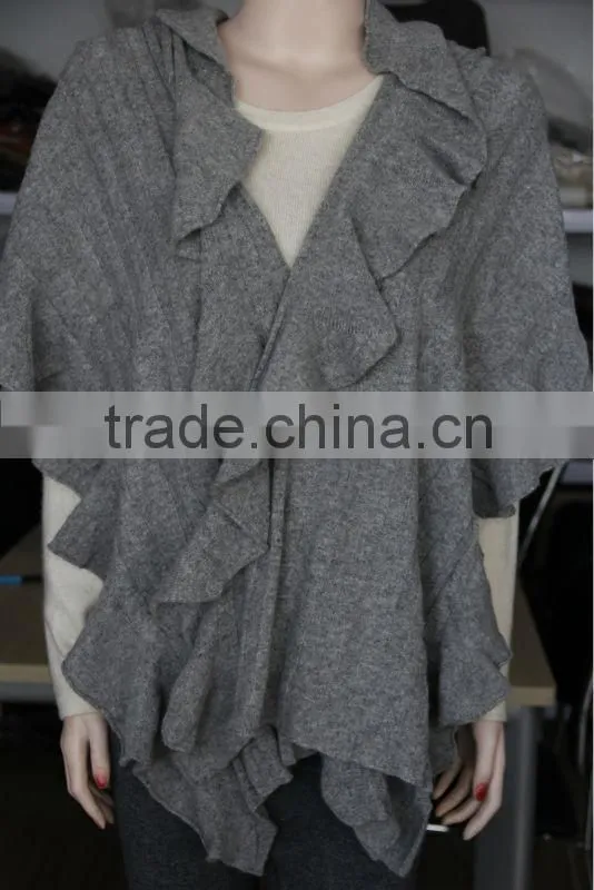 Ruffled Pure Cashmere Knitted Scarf