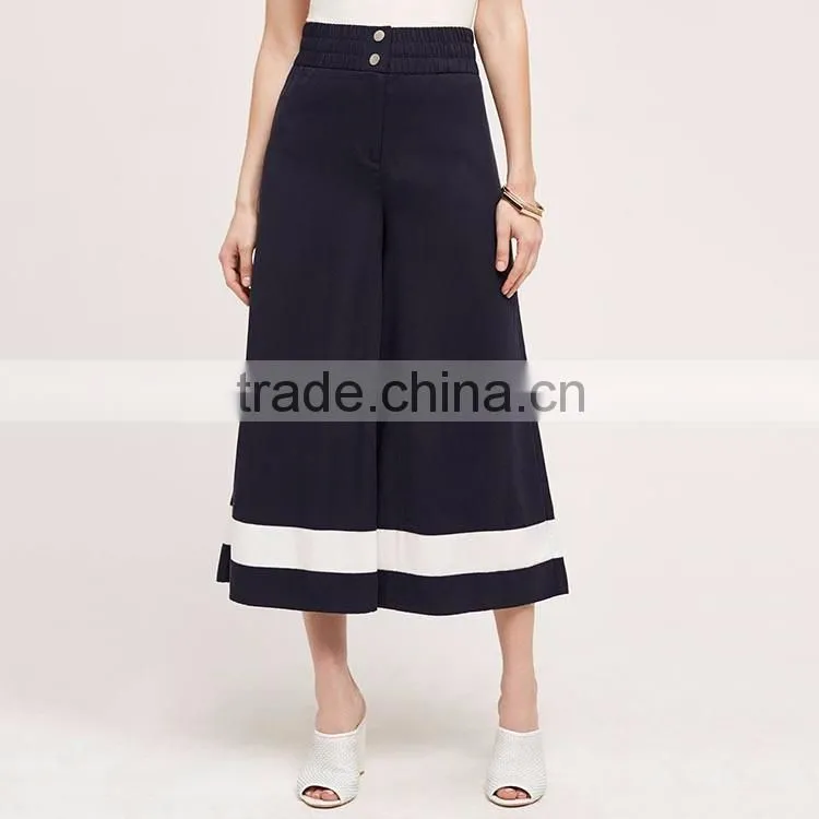 Fashion white black working office lady culotte wide leg pants woman