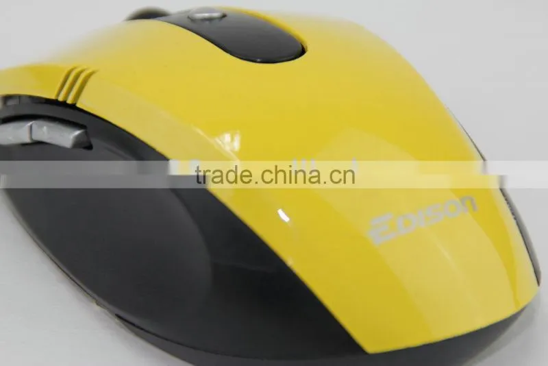 2013 high quality fashion yellow 2.4G usb wireless mouse