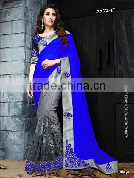 Designer Velvet Blouse and Red and Black color Womaniya Designer Sarees Collections