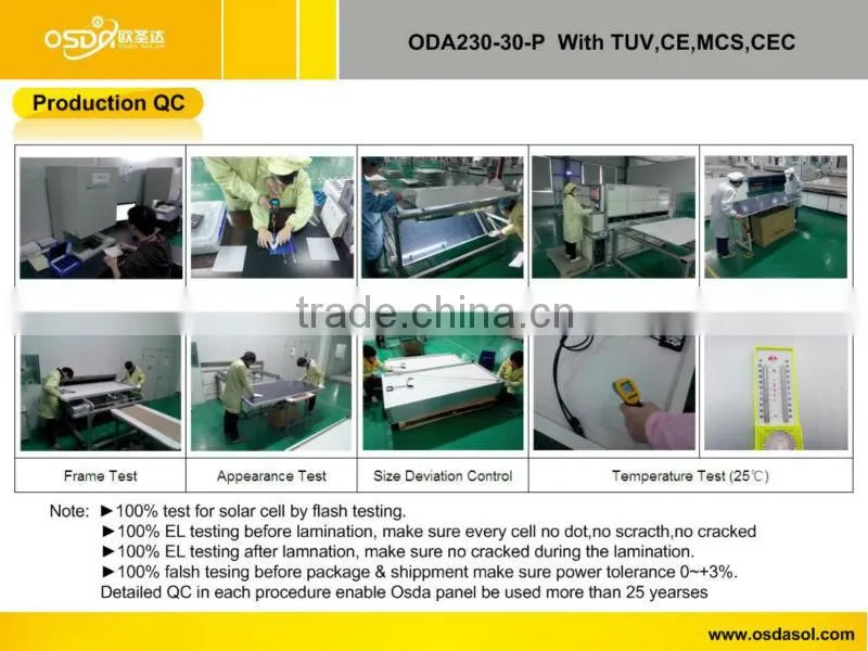 TUV MCS CEC certificated polycrystalline 230W solar panel