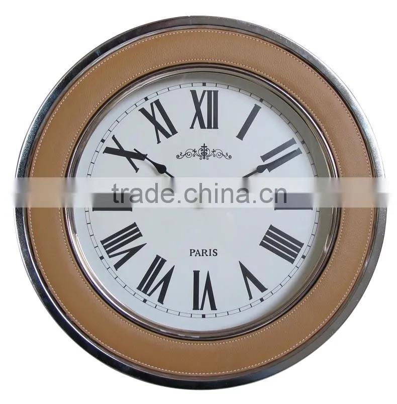 2016 Hot Selling Promotional 14" Metal Custom leather Wall Clock