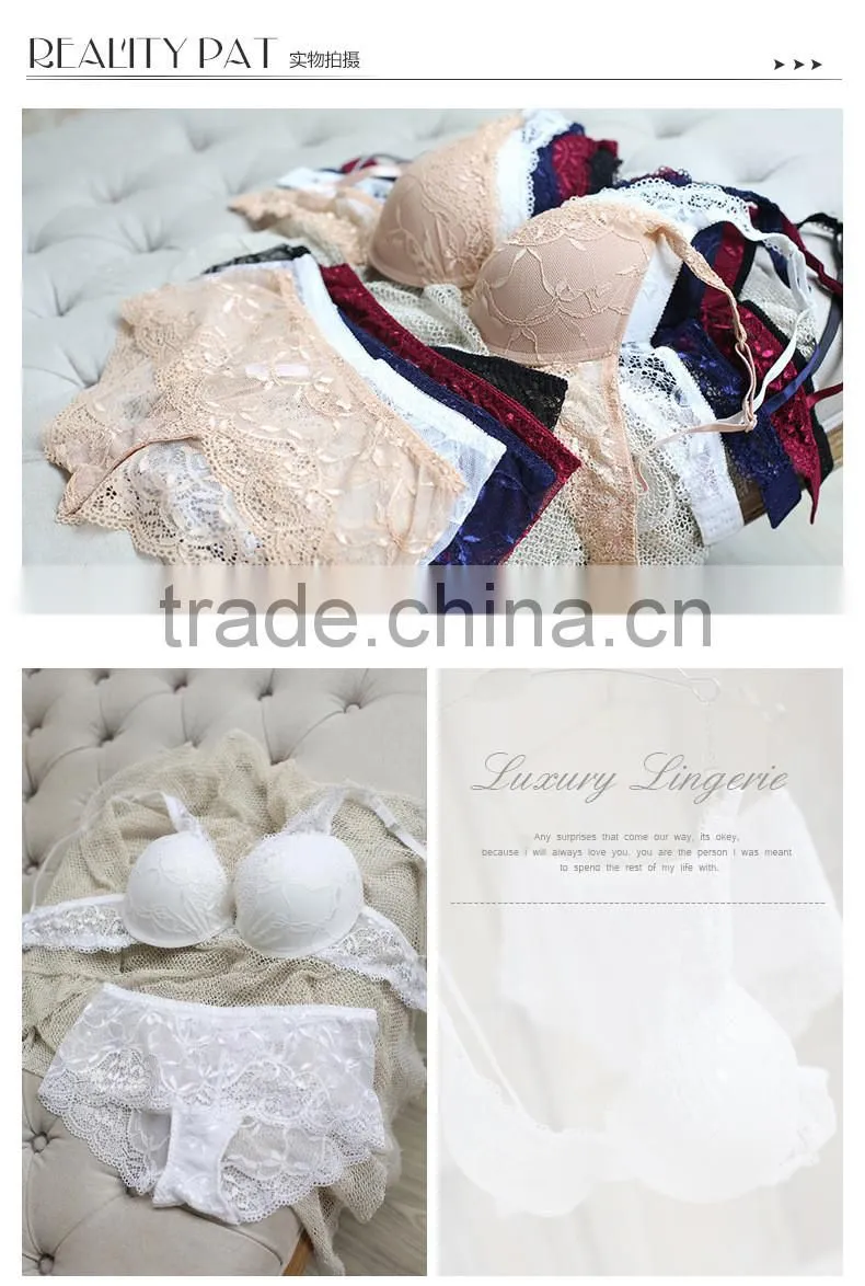 NEWEST Women A/B/C/D Cup Push Up lace Bra Set Sexy V -Neck Plunge