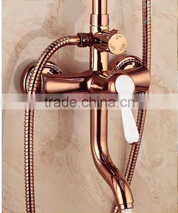 antique brass gold-plated bathroom shower set, china supplier rose colour shower set