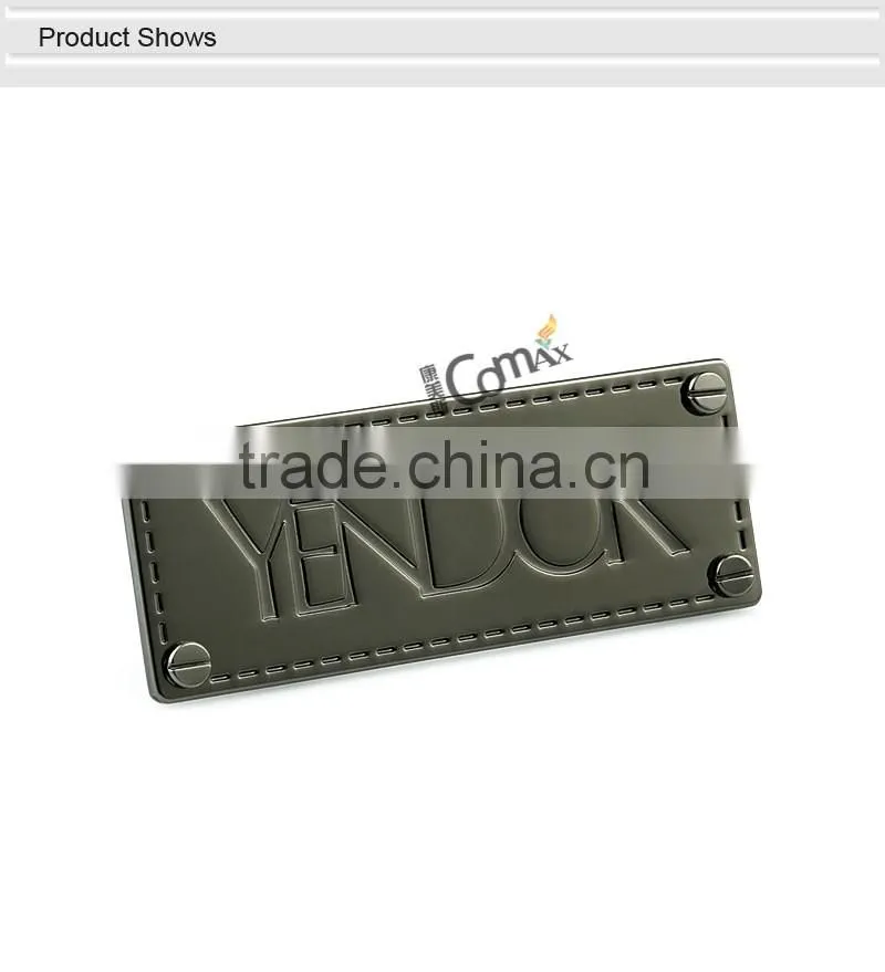 Decorative screw type custom engraved handbag logo metal plate