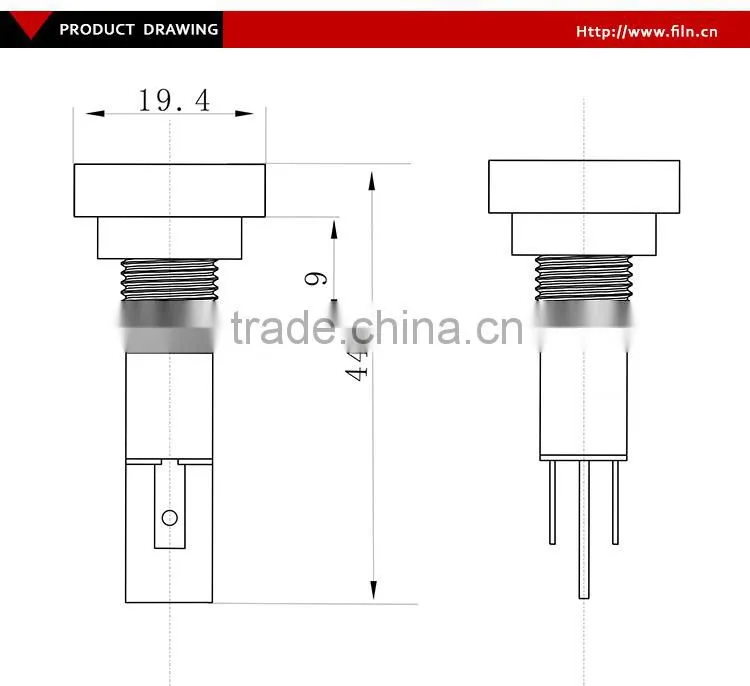 10mm pure color cabinet LED light indicator lamp 110v2w with connector terminal