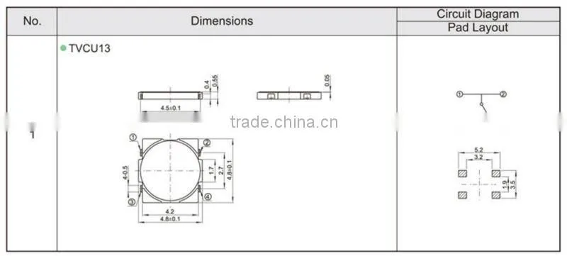 FTVCU13 smt tact tactile 3 way touch switch