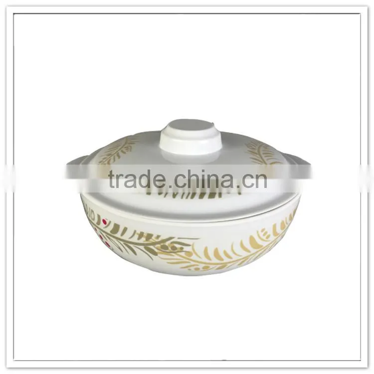 Food grade bowl with lid, panicle print white 100% melamine wholesale bowl with handle