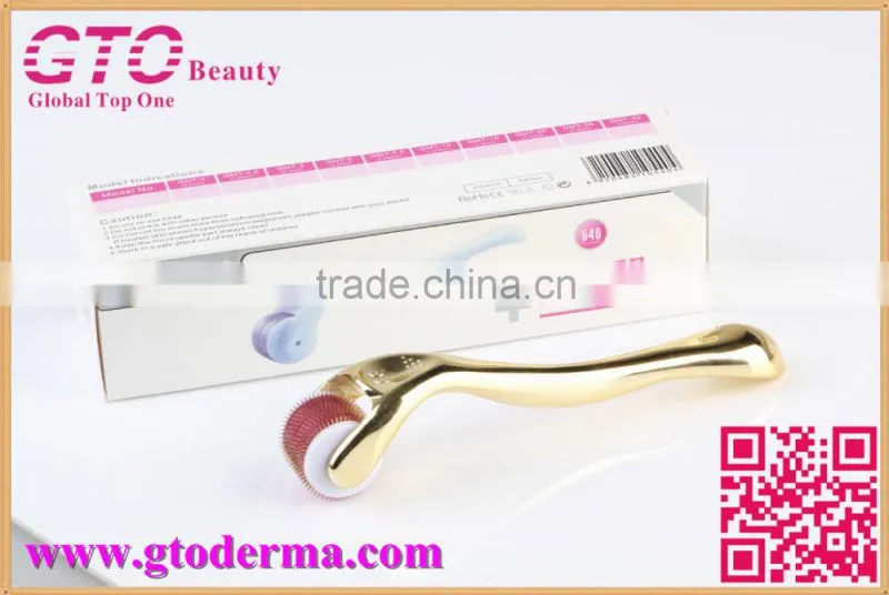 GTO new designed gold handle 540 count titanium microneedle derma roller