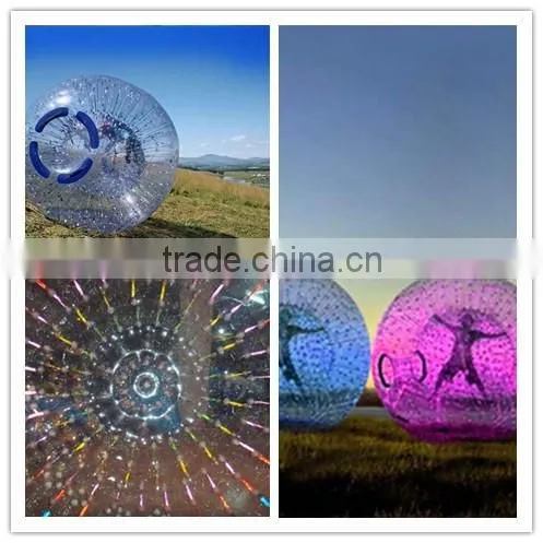 Air inflated ground/ water zorb ball for sale, giant zorb ball with lighting