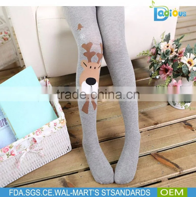 Black Color Knitted Christmas Deer Cartoon Children Pantihose