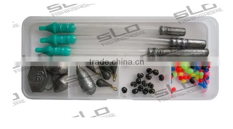 Fishing lead sinker kit packed in plastic box