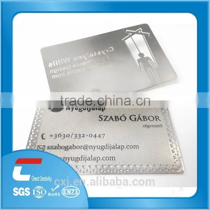 2014 NEW matt finishing Etched LOGO membership silver card/ stainless steel playing cards