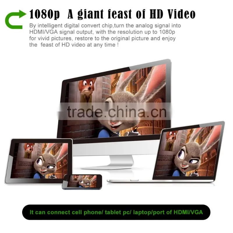 1080P HDMI And VGA+Audio Dual Display Converter Digital AV Multiport Adapter Golden