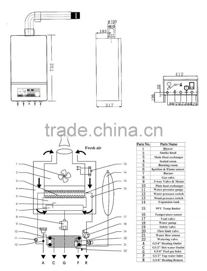 Wall hung Gas boiler for radiator/floor heating- Manufacturer since 2005
