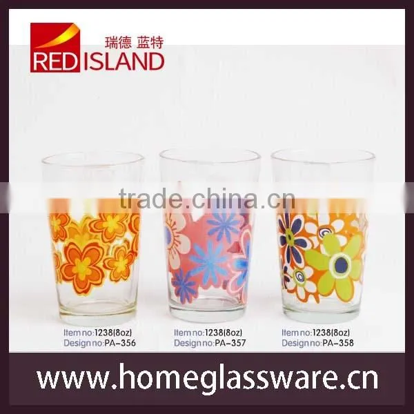 Promotional item wholesale mechine blow with flower design clear drinking glass cups/water glass