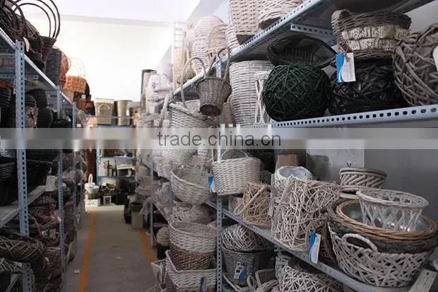 Handcrafts round white wicker baskets for plants white handles