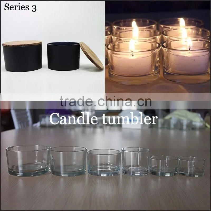 Clear round glass candle jars candle holders with bamboo lid