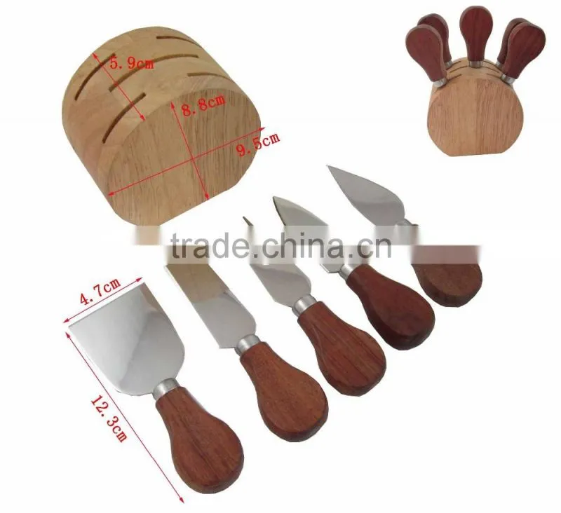 Fashion Style Wooden Block 4pcs Novelty Cheese Knives