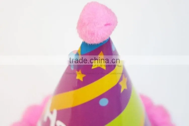 SO0825 party hat with fuzzy ball