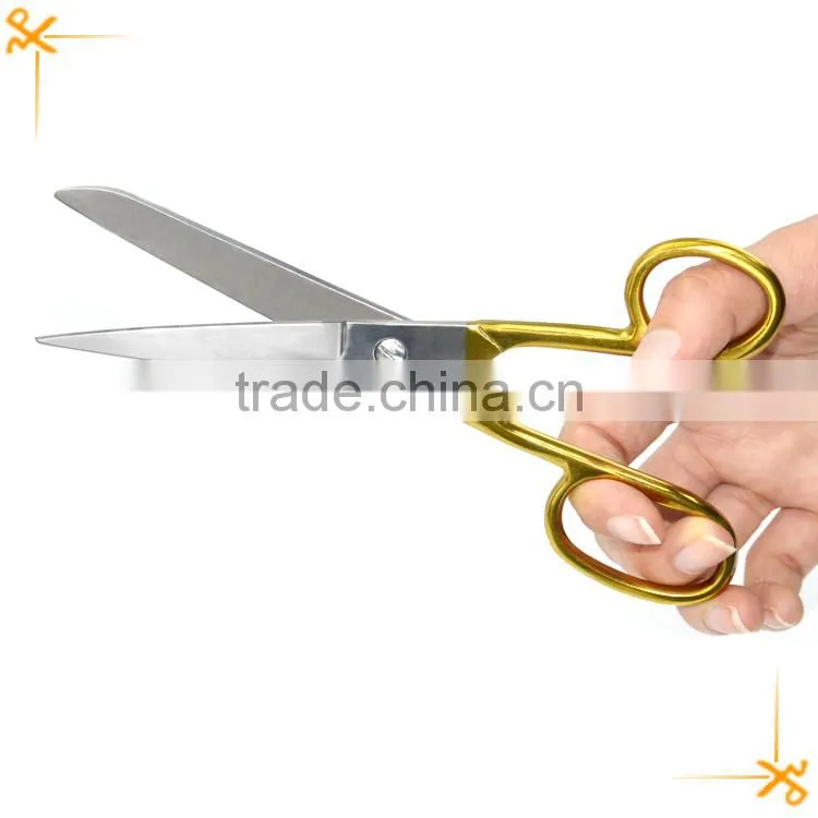 Full stainless steel scissors with gold-plating handle