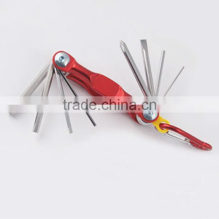 2014 new Stock pocket mini multi aluminium oxide promotion bike keychain tools 606-8