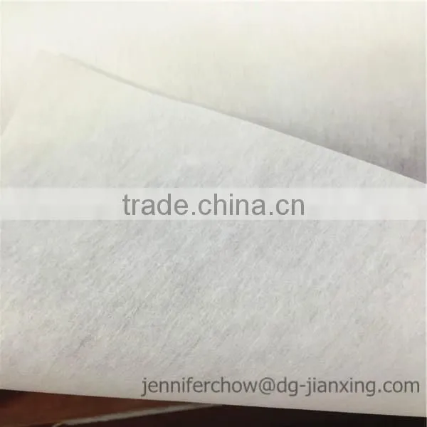 Two way tear away non woven polyester interlining with glue