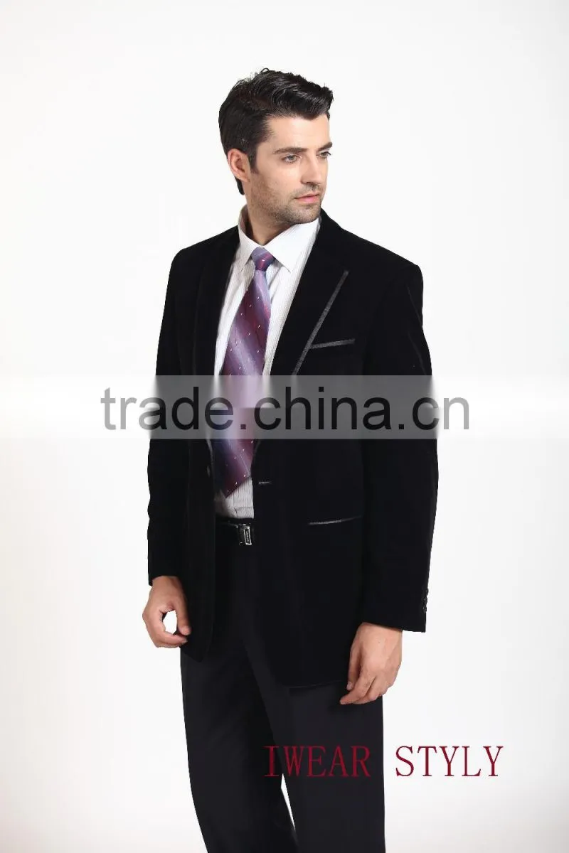 2015 new fashion bespoke black men' suits -satin lapel
