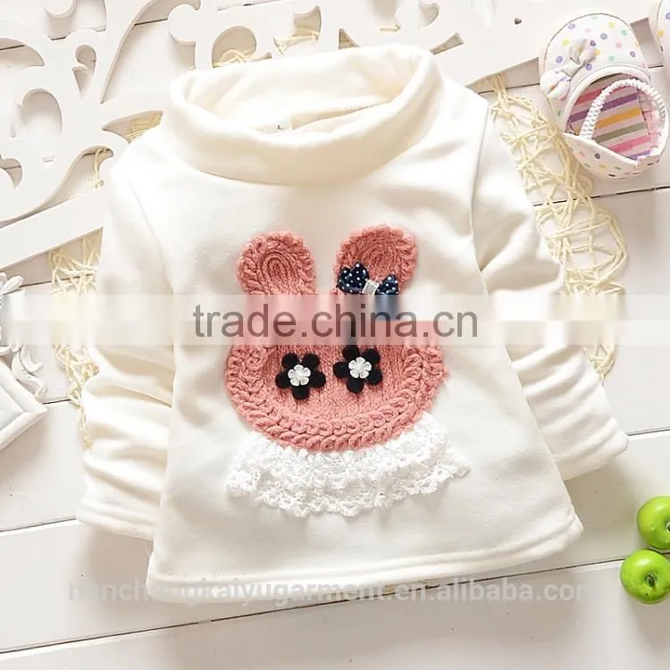 Autumn and winter wear new baby plus high collar sweater cashmere thickened T-shirt Princess infant bottoming shirt in winter