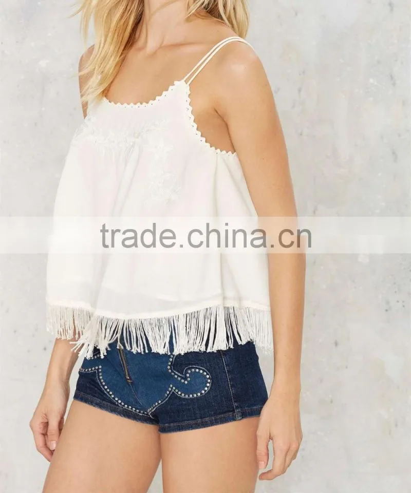 2016 Latest Ladies Summer Well Thread Fringe Cami Top HST8053
