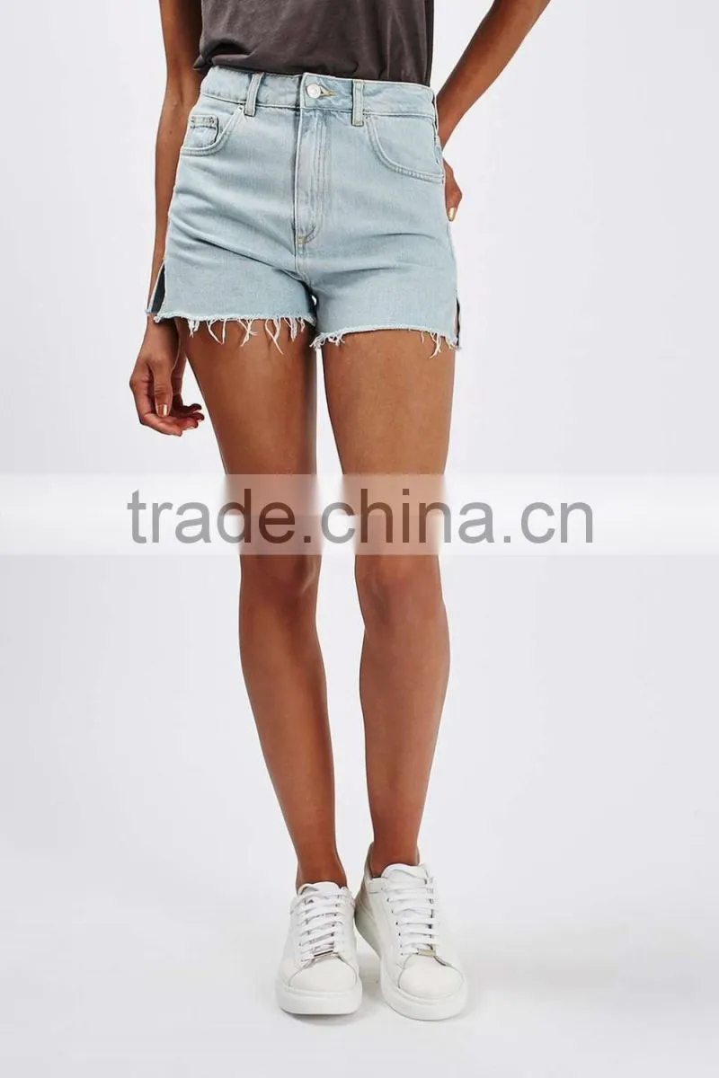 Wholesale washed hot summer girl shorts booty raw hem denim jeans shorts 2016