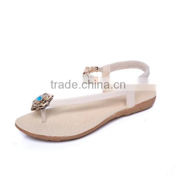 F20007H Latest design ladies flat shoes rhinestone fashion women shoes summer flat sandals