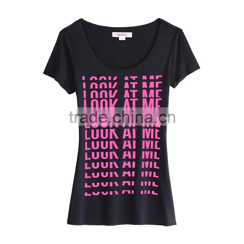 slim fit women t shirt with printed words