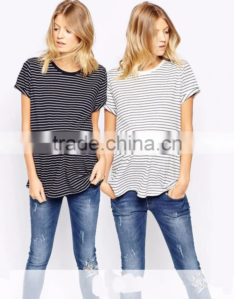 100% Cotton striped design soft-touch jersey maternity clothes t shirt for pregnancy