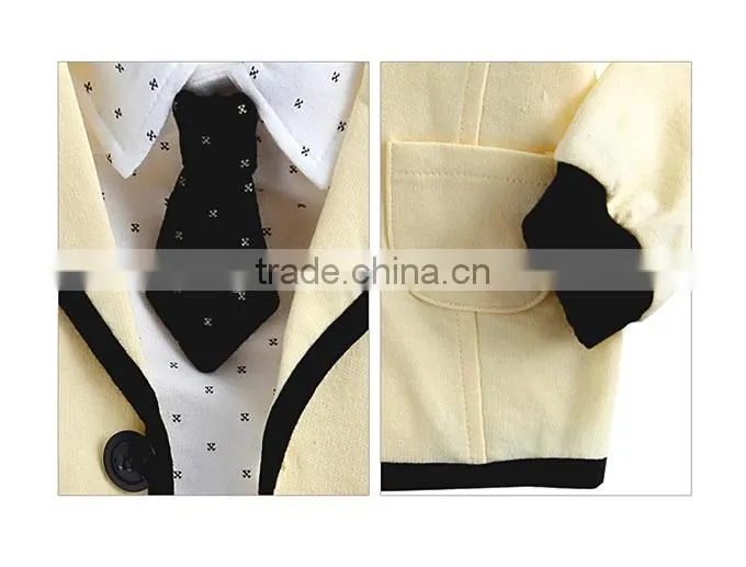 2016 Hot Sale Boy Clothing Sets Yellow Coats School Style Boys Suits With Grid Cap And Pants Children Wear Kids Clothes