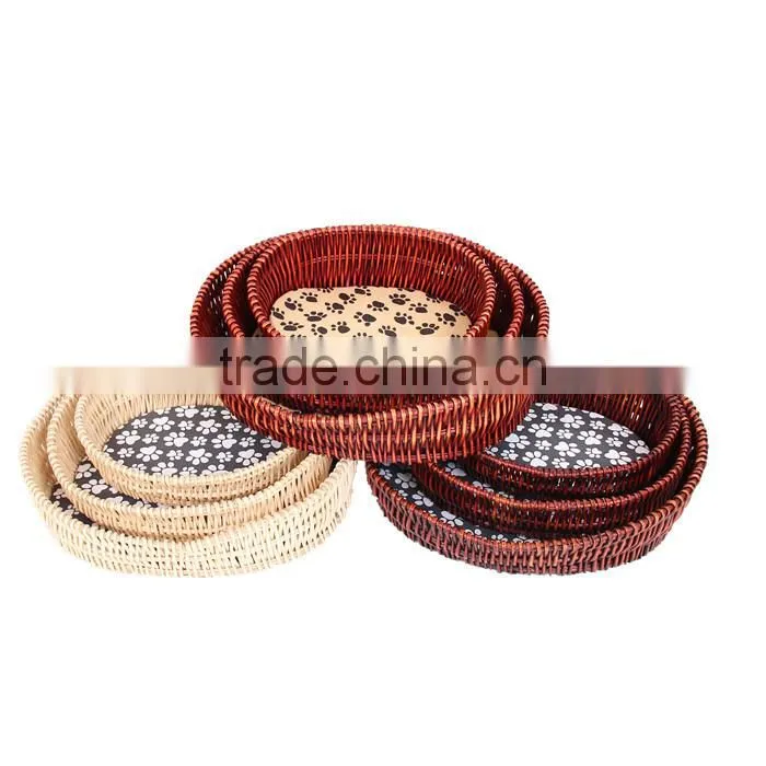 Exquisite workmanship rattan dog cat bed Pure hand to build with cushion