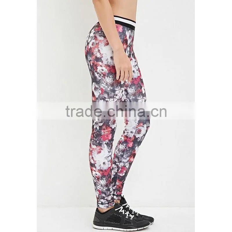 ladies sublimation print long gym wear sports yoga leggings/guangzhou trousers apparel