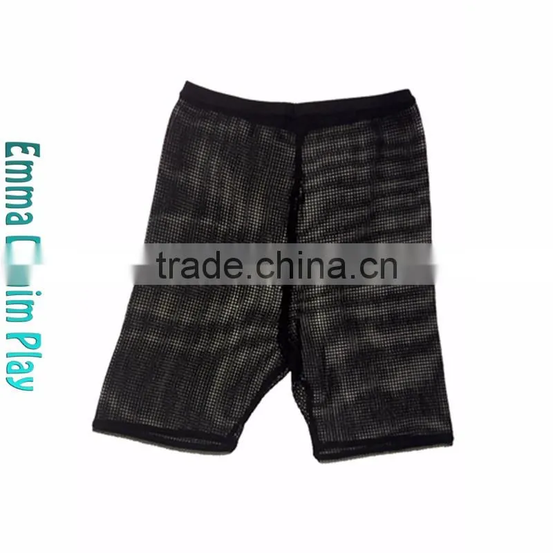 Ladies Lace Trimming Black Fishnet Shorts